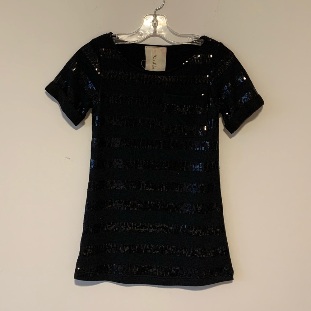 Girls’ Black Sequin Party Top